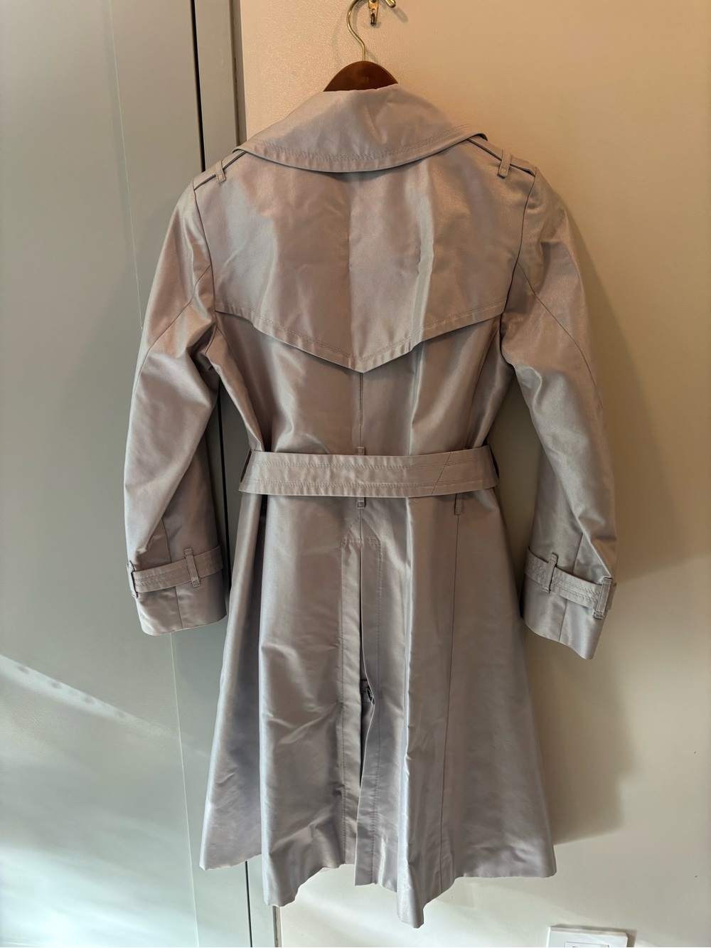 Burberry Double-Breasted Trench Coat - Metallic Light Gray - Picture 5 of 8